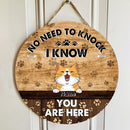 Pawzity No Need To Knock We Know You Are Here Custom Wooden Sign, Gifts For Cat Lovers, Funny Signs , Cat Mom Gifts
