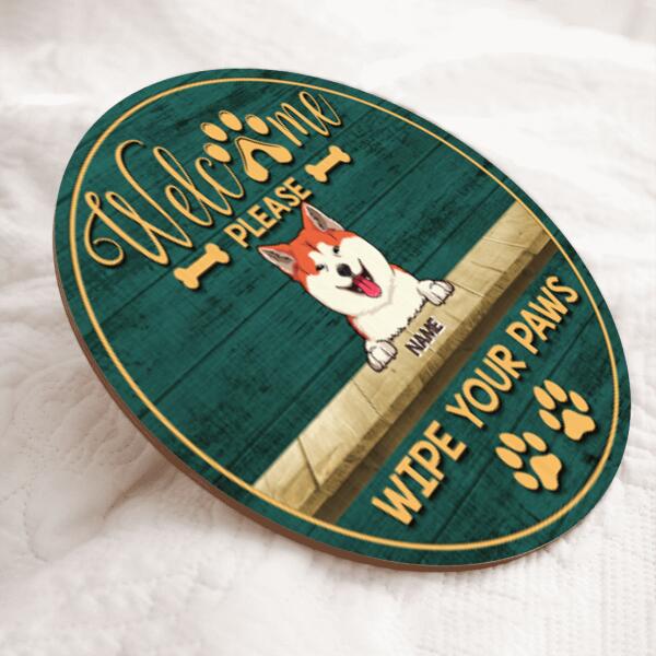Pawzity Welcome Door Signs, Gifts For Dog Lovers, Please Wipe Your Paws Round Welcome Signs , Dog Mom Gifts