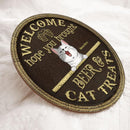 Pawzity Welcome Door Signs, Gifts For Cat Lovers, Hope You Brought Beer And Cat Treats Custom Wooden Signs , Cat Mom Gifts