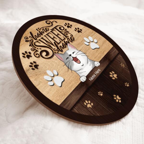 Pawzity Home Sweet Home Sign, Gifts For Cat Lovers, Welcome Signs For Front Door , Cat Mom Gifts