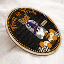 Halloween Trick Or Treat Signs, Witch Cats On Pattern Pumpkins Welcome Signs, Boo Gift For Cat Lovers , Cat Mom Gifts