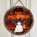 Halloween Custom Wooden Signs, Halloween Decorations For Cat Lovers, Scary Lava Monster Front Door Signs , Cat Mom Gifts