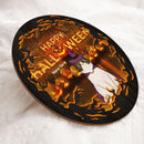 Halloween Custom Wooden Door Signs, Happy Halloween Signs For Cat Lovers, Orange Scary Light Welcome Signs , Cat Mom Gifts