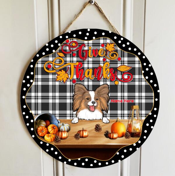 Thanksgiving Welcome Signs, Fall Gifts For Dog Lovers, White Plaid Custom Wooden Signs, , Dog Mom Gifts