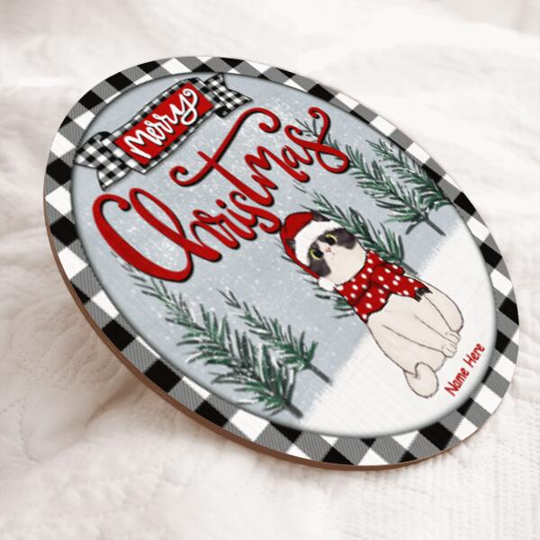 Christmas Door Decorations, Gifts For Cat Lovers, Merry Christmas Cats On Snow Grey Sky Welcome Door Signs , Cat Mom Gifts
