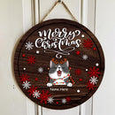 Christmas Door Decorations, Gifts For Cat Lovers, Merry Christmas White And Red Snowflake Welcome Door Signs , Cat Mom Gifts