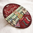 Christmas Door Decorations, Gifts For Cat Lovers, Meowy Christmas Green Argyle Welcome Door Signs , Cat Mom Gifts