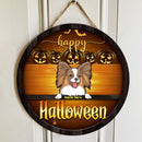 Halloween Welcome Door Signs, Happy Halloween Decorations For Dog Lovers, Golden Custom Wooden Signs , Dog Mom Gifts