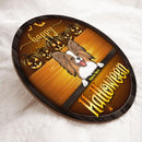 Halloween Welcome Door Signs, Happy Halloween Decorations For Dog Lovers, Golden Custom Wooden Signs , Dog Mom Gifts