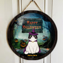 Halloween Welcome Door Signs, Halloween Decorations For Cat Lovers, Happy Halloween Custom Wooden Signs , Cat Mom Gifts