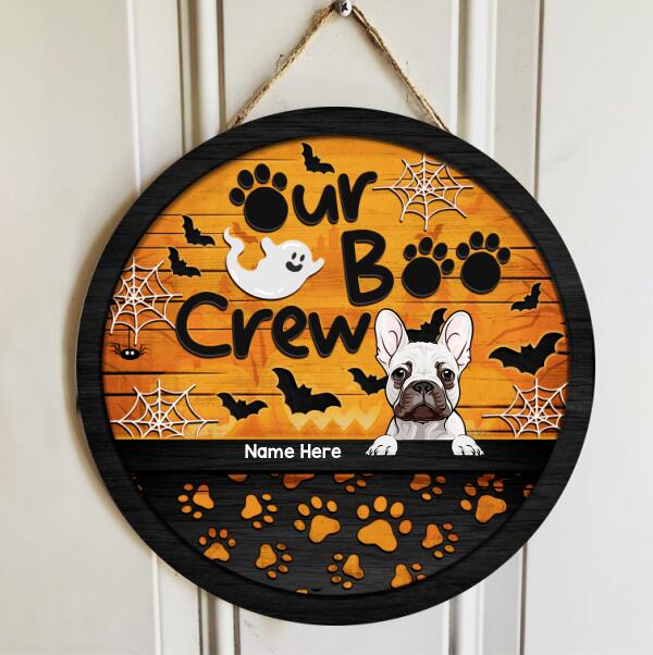Halloween Our Boo Crew Welcome Door Signs, Halloween Decorations For Cat Lovers, Custom Wooden Signs , Cat Mom Gifts