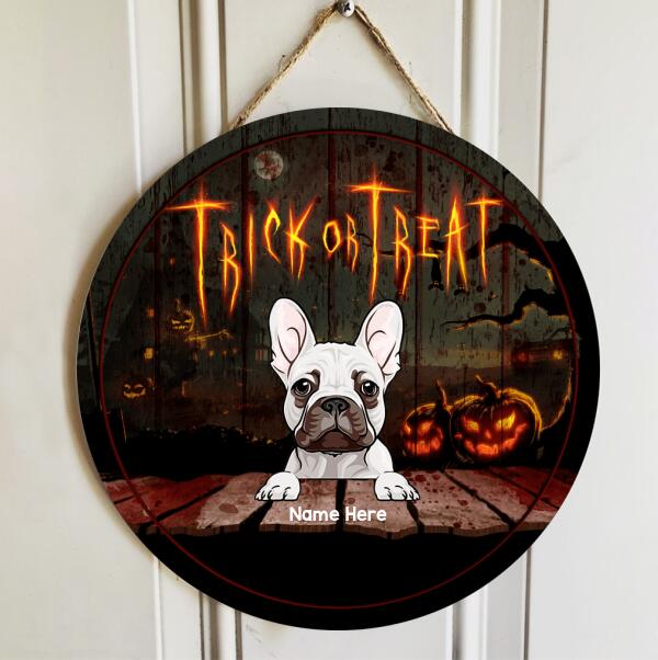 Halloween Welcome Trick Or Treat Signs, Gift For Dog Lovers, Custom Wooden Door Signs , Dog Mom Gifts