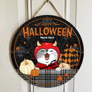 Halloween Welcome Door Signs, Halloween Decorations For Cat Lovers, Happy Halloween Custom Wooden Signs , Cat Mom Gifts