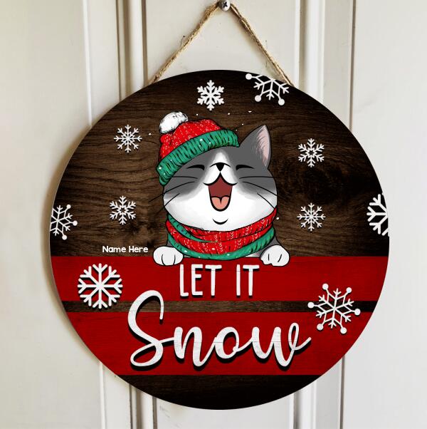 Christmas Welcome Let It Snow Signs, Gifts For Cat Lovers,  Custom Wooden Signs , Cat Mom Gifts