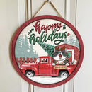 Christmas Welcome Door Signs, Gift For Cat Lovers, Red Truck Custom Wooden Signs, Happy Holidays , Cat Mom Gifts