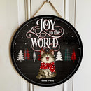 Christmas Door Decorations, Gifts For Cat Lovers, Joy To The World Starry Night Welcome Door Signs , Cat Mom Gifts