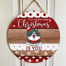 Christmas Door Decorations, Gifts For Cat Lovers, All I Want For Christmas Is You Light Brown & Red Welcome Door Signs , Cat Mom Gifts