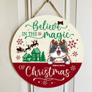 Christmas Door Decorations, Gifts For Cat Lovers, Believe In The Magic Of Christmas, Wheat And Red Welcome Door Signs , Cat Mom Gifts