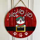 Christmas Door Decorations, Gifts For Cat Lovers, Ho Ho Ho Red Wooden Welcome Door , Cat Mom Gifts