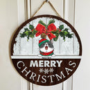 Christmas Door Decorations, Gifts For Cat Lovers, Merry Christmas White Wood Wall Welcome Door Signs , Cat Mom Gifts