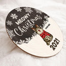 Christmas Door Decorations, Gifts For Cat Lovers, Meowy Christmas Gray Wooden White Snowflake Welcome Door Signs , Cat Mom Gifts