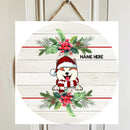 Christmas Door Decorations, Gifts For Dog Lovers, Dogs Wear Santa's Hat And Scarf & Xmas Berries Welcome Door Signs , Dog Mom Gifts