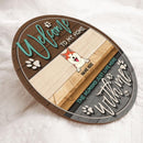 Pawzity Welcome Door Signs, Gifts For Dog Lovers, Welcome To Our Home The Human Just Live Here With Us Brown & Grey Funny Signs , Dog Mom Gifts