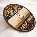 Pawzity Welcome Door Signs, Gifts For Dog Lovers, Crazy Dog Live Here Do Not Knock Red & Black Funny Signs , Dog Mom Gifts