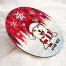Christmas Door Decorations, Gifts For Dog Lovers, Dog In Snow Red Plaid White Snowflake Welcome Door Signs , Dog Mom Gifts