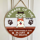 Pawzity Beware Of Dog Sign, Gifts For Dog Lovers, Not Responsible For Injury Or Death Red & Black Welcome Door Signs , Dog Mom Gifts