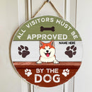 Pawzity Welcome Door Signs, Gifts For Dog Lovers, All Visitors Must Be Approved By The Dog Red & White Funny Signs , Dog Mom Gifts