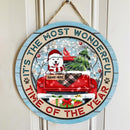 Christmas Door Decorations, Gifts For Dog Lovers, It's Most Wonderful Time Of The Year, Red Truck Letters Around Welcome Door Signs , Dog Mom Gifts