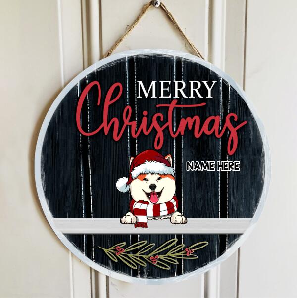 Christmas Door Decorations, Gifts For Dog Lovers, Merry Christmas Black Wooden Welcome Door Signs , Dog Mom Gifts