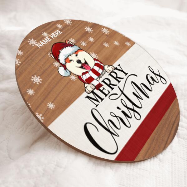 Christmas Door Decorations, Gifts For Dog Lovers, Merry Christmas Pale Wooden Custom Wooden Signs , Dog Mom Gifts