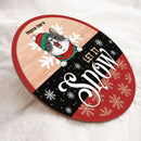 Christmas Door Decorations, Gifts For Cat Lovers, Let It Snow Red & Black Background Welcome Door Signs , Cat Mom Gifts