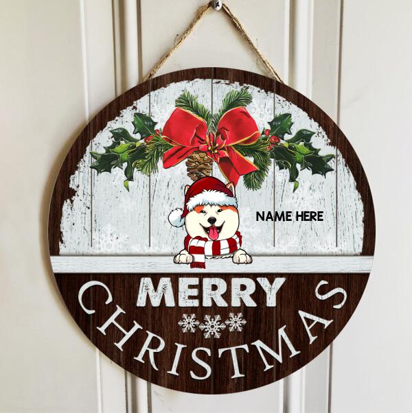 Christmas Door Decorations, Gifts For Dog Lovers, Merry Christmas White Wood Wall Welcome Door Signs , Dog Mom Gifts
