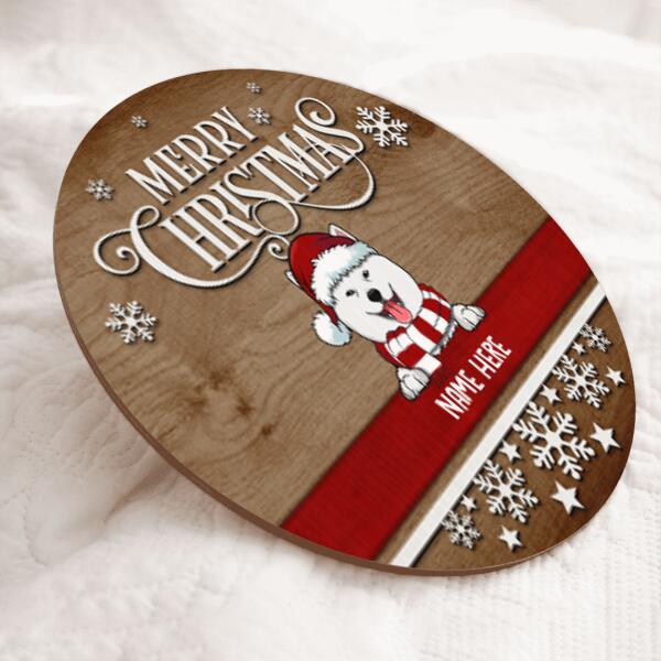 Christmas Door Decorations, Gifts For Dog Lovers, Merry Christmas Brown Wooden Welcome Door Signs , Dog Mom Gifts