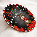 Believe - Black Wooden - Red Stripes Around - Personalized Cat Christmas Door Sign , Cat Mom Gifts