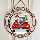 Christmas Door Decorations, Gifts For Dog Lovers, It's The Most Wonderful Time Of The Year Old Wooden Red Truck , Dog Mom Gifts