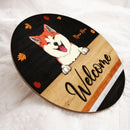 Pawzity Welcome Door Signs, Gifts For Dog Lovers, Leaves Fall Black Ground, Personalized Housewarming Gifts , Dog Mom Gifts