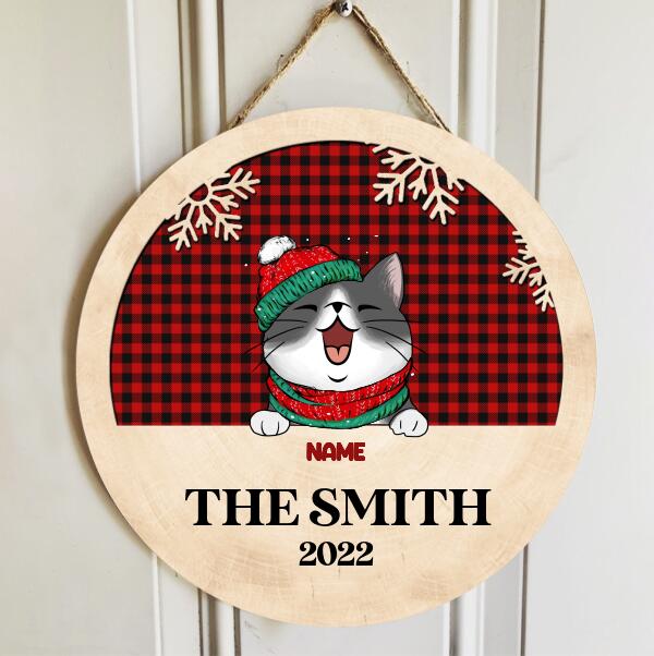 Christmas Custom Wooden Signs, Xmas Gifts For Cat Lovers, Christmas Door Decor , Cat Mom Gifts