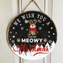 We Wish You A Meowy Christmas, Snowflake & Santa Door Hanger, Personalized Cat Breeds Door Sign, Xmas Front Door Decor , Cat Mom Gifts