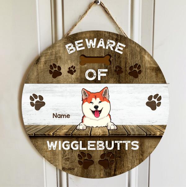 Pawzity Beware Of Wigglebutts Custom Signs Wood, Gifts For Dog Lovers, Funny Warning Signs , Dog Mom Gifts