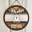 Pawzity Welcome Cats Any Time Funny Signs, Gift For Cat Lovers, People By Appointment Only Custom Wooden Signs , Cat Mom Gifts