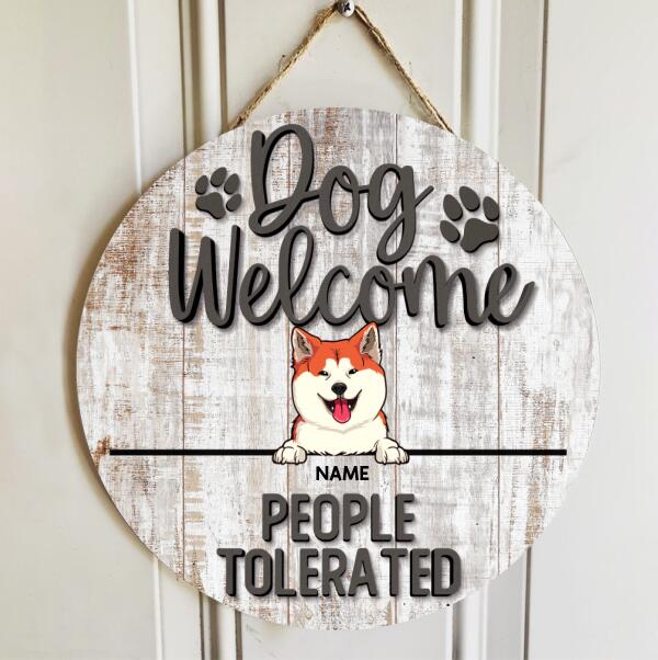 Pawzity Welcome Door Signs, Gifts For Dog Lovers, Dogs Welcome People Tolerated Custom Wooden Signs , Dog Mom Gifts