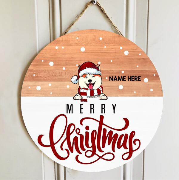 Christmas Dog Welcome Door Sign, Gift For Dog Lovers, Light Brown & White, Personalized Housewarming Gifts , Dog Mom Gifts