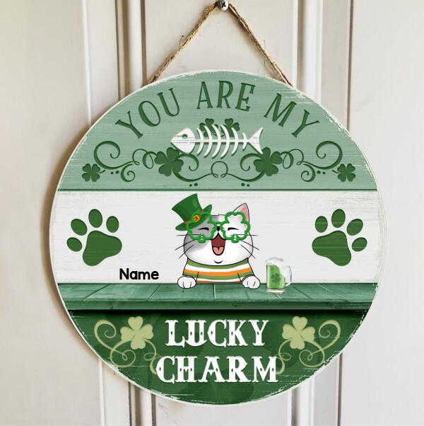 St. Patrick's Day Custom Wooden Signs, Gifts For Cat Lovers, You Are My Lucky Charm Custom Signs Outdoor , Cat Mom Gifts