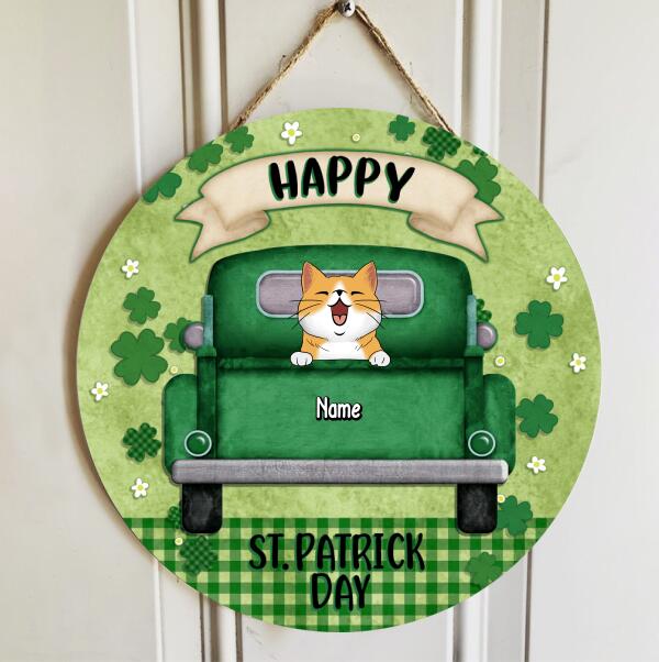 St. Patrick's Day Custom Wooden Signs, Gifts For Cat Lovers, Happy Holiday Personalized Sign Wood , Cat Mom Gifts