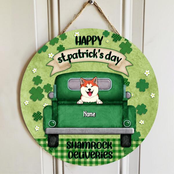 St. Patrick's Day Custom Wooden Signs, Gifts For Dog Lovers, Shamrock Deliveries Personalized Sign Wood , Dog Mom Gifts