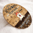 Pawzity Welcome To Our Home Custom Wooden Sign, Gifts For Pet Lovers, The Humans Just Live Here With Us Funny Signs